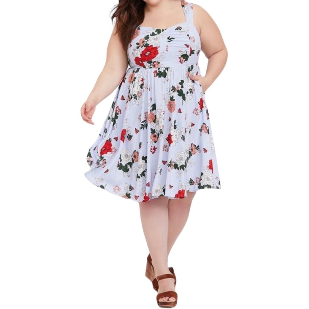 Torrid Floral Mini Challis Skater Dress Size 1X